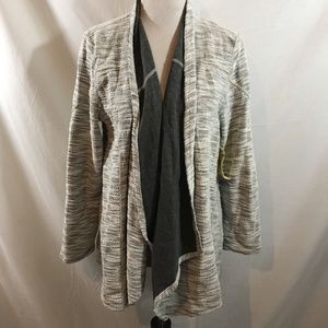 One World white/gray heather long sleeve open front sweater - womens large, NWT